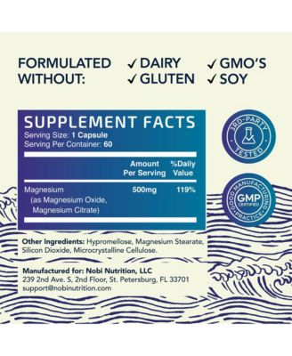 Magnesium Complex Capsules, Magnesium Oxide, Magnesium Citrate, 60ct