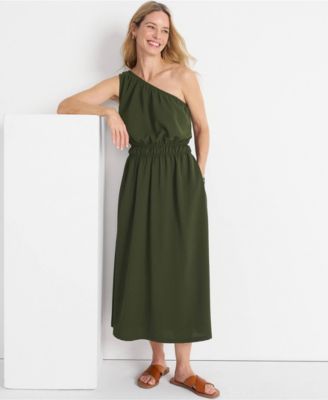 Women's Creaseless One Shoulder Midi Dress