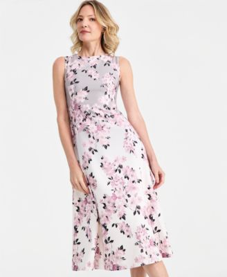 Women's Floral Print Fit & Flare Midi Dress