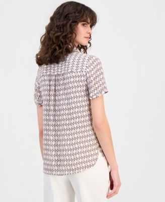 Women's Short-Sleeve Button-Front Blouse