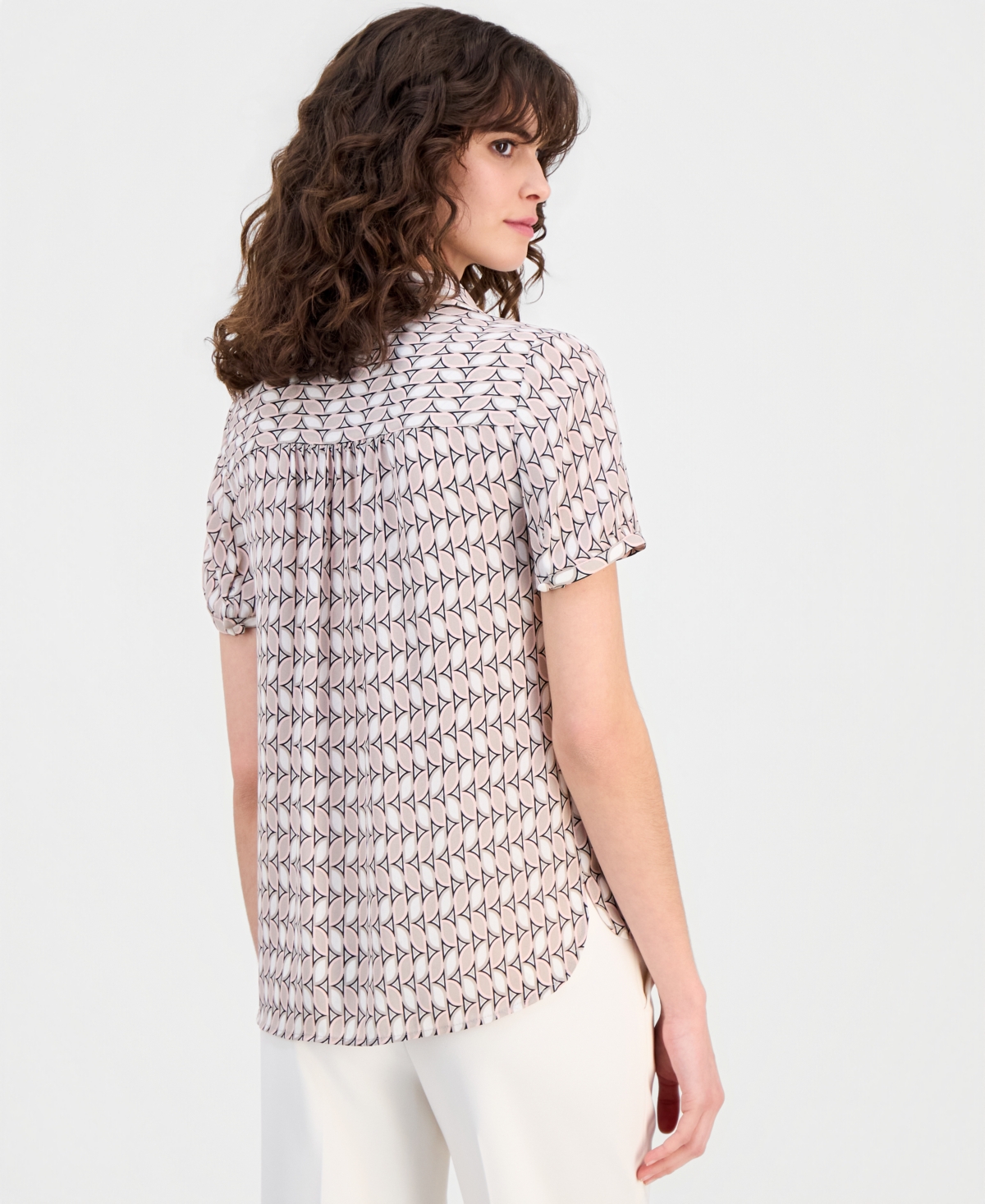 Anne Klein Women's Short-Sleeve Button-Front Blouse