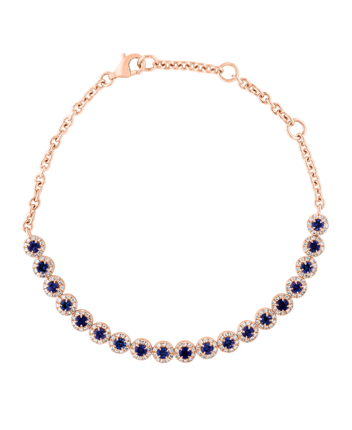 Lali Jewels Blue Sapphire (1.12 ct. t.w.) and Diamond (0.56 ct. t.w.) Bracelet in 14k Rose Gold