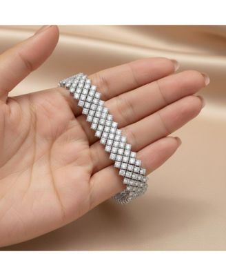 Sparkling Sterling Silver 4-Row Clear Cubic Zirconia Tennis Bracelet