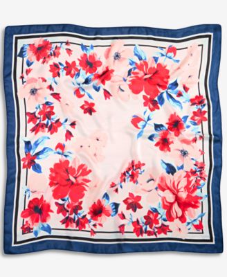 Bordered Floral Square Scarf