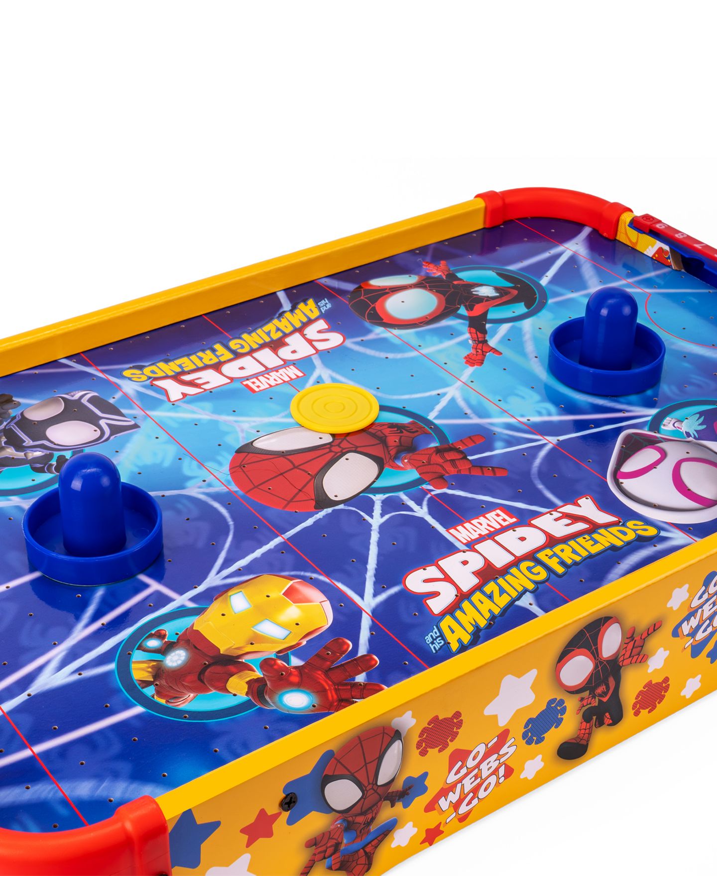 Детская игрушка World Tech Toys Marvel Spidey and His Amazing Friends Electronic Tabletop Air Hockey Wood — фото 4