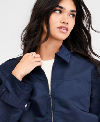 Women's Cropped Belted-Cuff Jacket