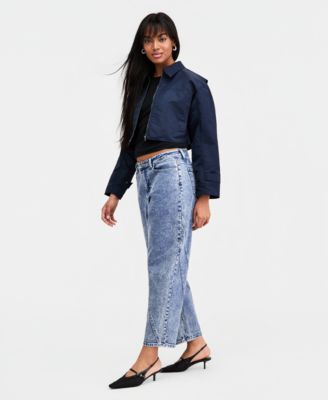 Women's Twisted-Seam Acid-Wash Jeans