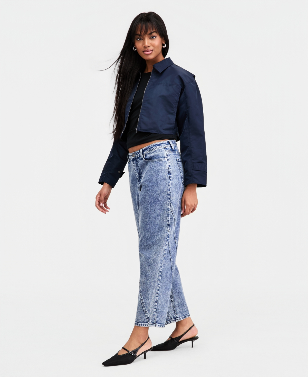 Bar Iii Women's Twisted-Seam Acid-Wash Jeans, Macy's Exclusive