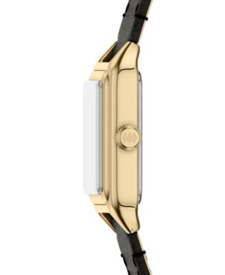 Women's Raquel Three-Hand Black Leather Watch, 18mm