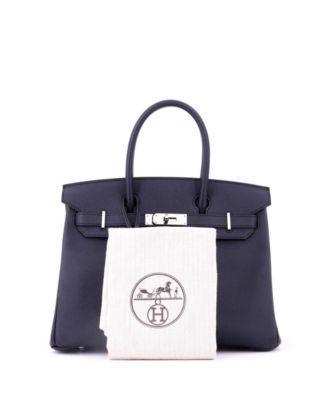Pre-Owned HERMES Birkin 30 Handbag Blue Epsom with Palladium Hardware