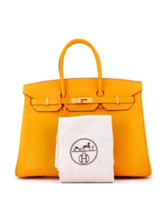 Pre-Owned HERMES Birkin 35 Handbag Yellow Epsom with Gold Hardware