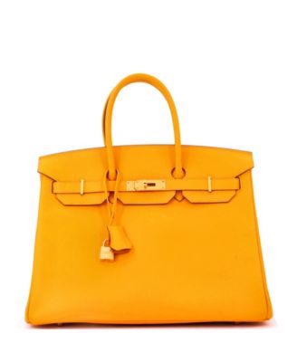 Pre-Owned HERMES Birkin 35 Handbag Yellow Epsom with Gold Hardware