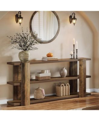 70.87" Extra Long Console Table for Entryway, Narrow Wooden 3-Tier Sofa Table Behind Couch, Farmhouse Entryway Accent Table