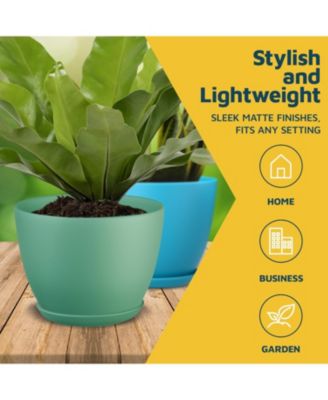 Multicolor Plant Pots 15 Pack with Drainage Holes & Saucers Indoor & Outdoor Planters for Houseplants & Flowers, Durable & Weatherproof