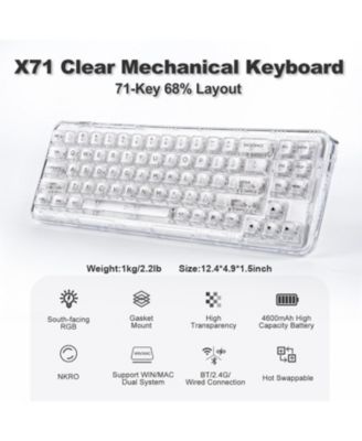 X71 Wireless Hot Swappable Transparent Mechanical Keyboard