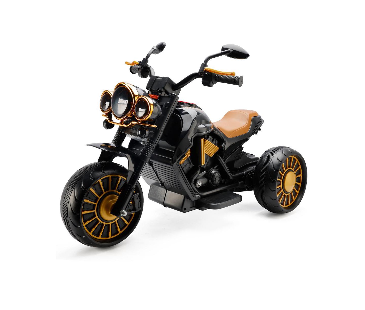 Детская игрушка Bruce & Shark Dual Motor 3-Wheel Kids Ride-On Motorcycle with LED Light, Ages 3-8, цвет: Чёрный — фото 1