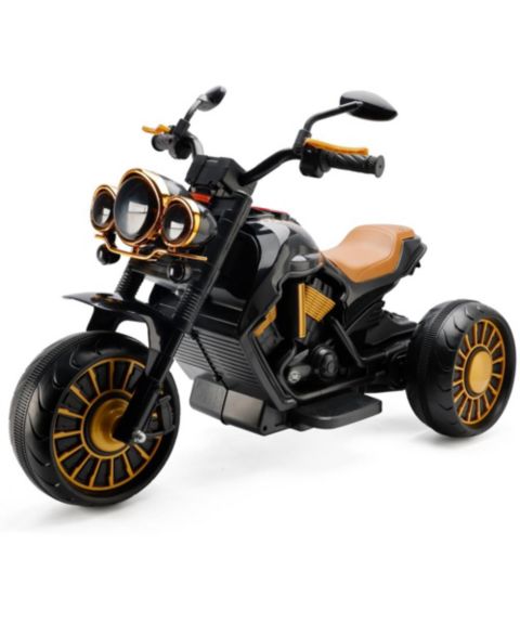 Детская игрушка Bruce & Shark Dual Motor 3-Wheel Kids Ride-On Motorcycle with LED Light, Ages 3-8, цвет: Чёрный