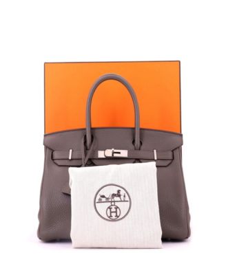 Birkin 30 Handbag Grey Clemence with Palladium Hardware