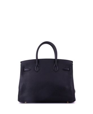 Birkin 30 Handbag Black Clemence with Gold Hardware