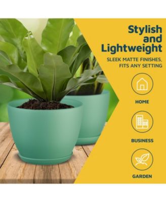 Brown plant pots 15-pack with drainage holes & saucers indoor outdoor  planters for flowers & houseplants durable weatherproof design