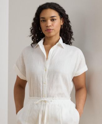 Plus Size Linen Dolman Sleeve Top 