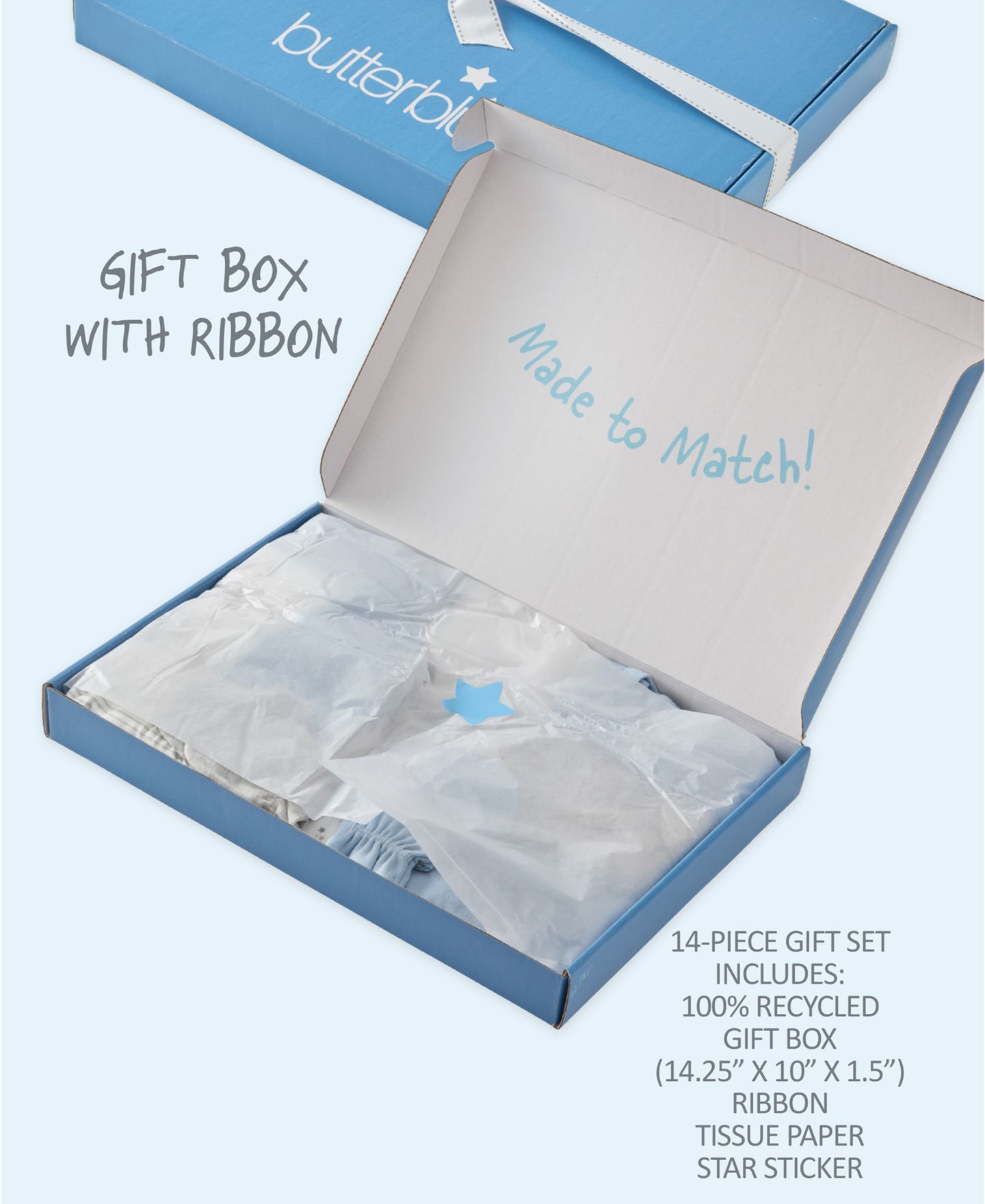 Комплекты butterblu Or Welcome Home Baby Layette Gift, 15-Piece Set для малышей, цвет: Синий — фото 5