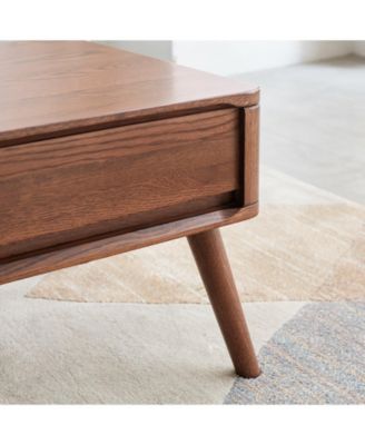 Solid Wood Lift-Top Coffee Table with Hidden Storage & Rounded Corners