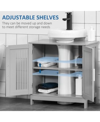 Bathroom Pedestal Under Sink Cabinet with Storage Shelf