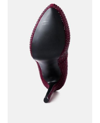 Womens Clarisse Diamante Faux Suede High Heeled Pumps