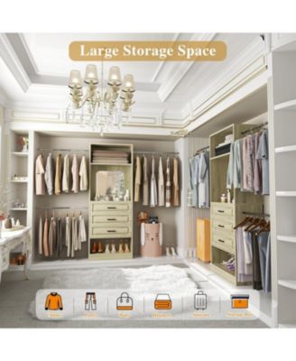 48-96 Inch Adjustable Closet Organizer with Drawers and Mirror