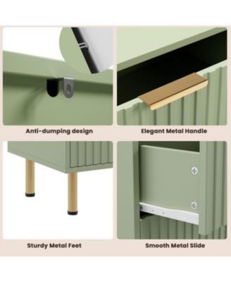 6-Drawer Modern Fluted Green Dresser, 47.2 Inch Wide Chest, Deep Drawers, TV Stand, Organizer for Bedroom, Living Room, Kids Room