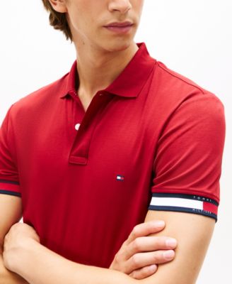 Men's Liquid Cotton Red, White, and Blue Cuff Polo Shirt