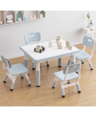 Adjustable Kids Table & 4 Ergonomic Chairs Set, Multi-Activity Graffiti Desktop, Non-Slip, Ages 2-8, Home, Preschool