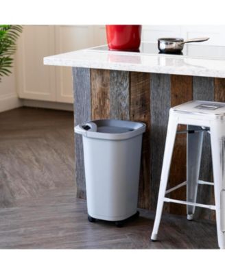 USA Pet Food Storage Container 25 lbs, Airtight Seal with Air Valve, 2 Cup Scoop, Removable Wheels, Easy to Open, Gray