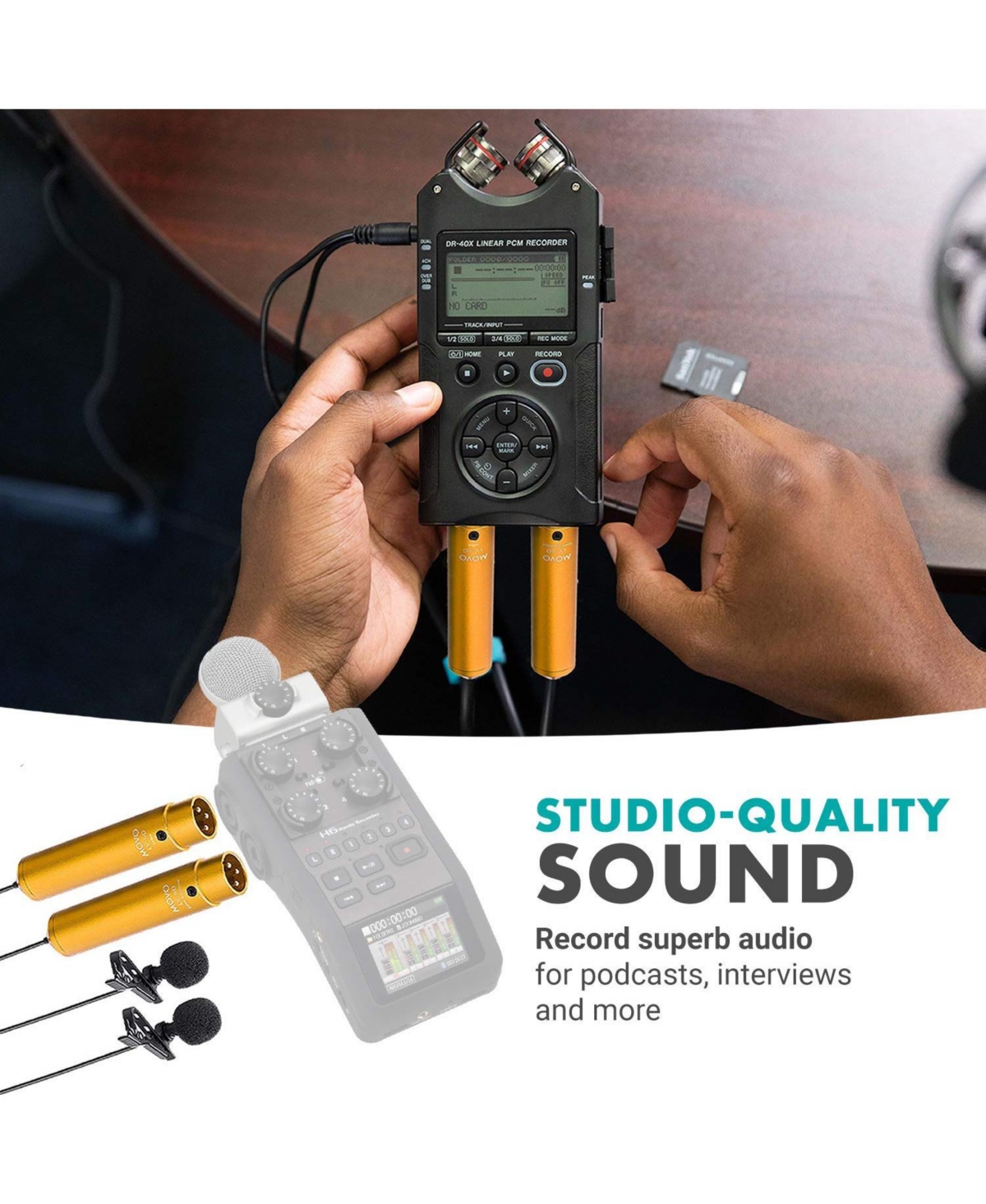 Movo Lv-6 Pro Grade Omnidirectional and Cardioid Xlr Lavalier Condenser Microphone Set (48V Phantom Powered)