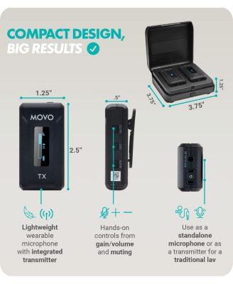 WMX-2 Wireless Lavalier Microphone System with Charging Case for Cameras