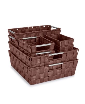 9 Piece Variety Size Hand-Woven Storage Baskets - for Home & Closet Organization