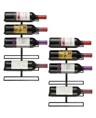 2 Pack Black Metal Wine Rack Bottle Holder - for Home Bar, Kitchen (Holds 12)