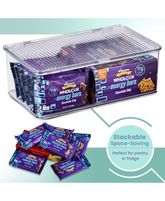 Set of 2 Storage Bins For Pantry & Fridge with Hinged Lids - Perfect Organizing Kitchen