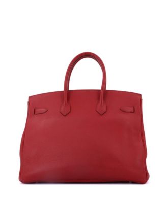 Birkin 35 Handbag Red Clemence with Palladium Hardware