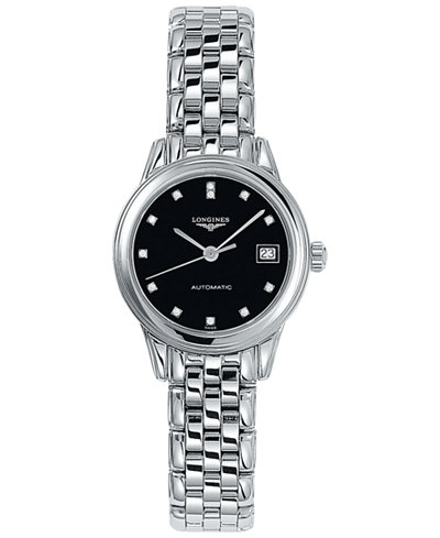 Longines Women's Swiss Automatic Flagship Diamond Accent Stainless Steel Bracelet Watch 26mm L42744576