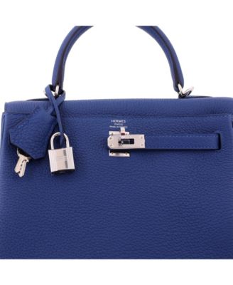 Kelly 25 Handbag Blue Togo with Palladium Hardware