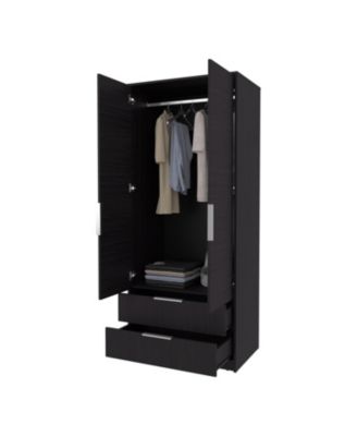 Forest 2 Door Wardrobe with Hanging Rod and 2 Drawers, Wengue
