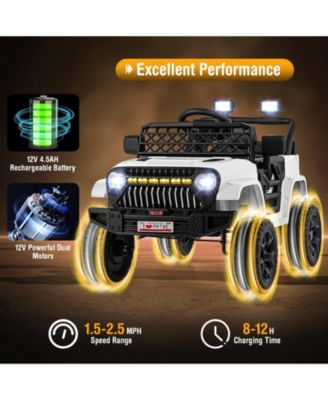 Kids 12V Electric Ride On Truck with Remote Control LED Lights and Music for Ages 3 and Up