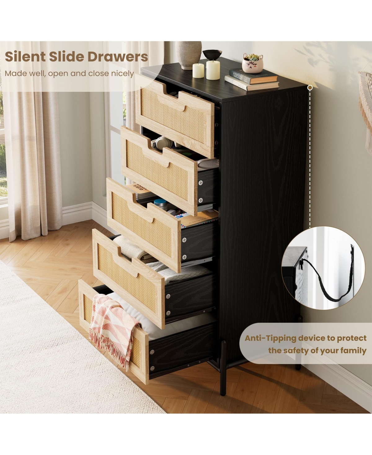 gaomon Fluted 6 Drawer Dresser for Bedroom