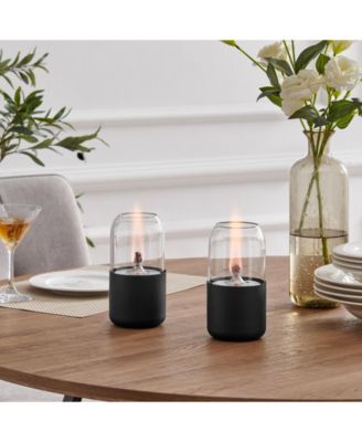 Ambrose Oil Lamp Style Rope Wick Clean-Burning Tabletop Portable Fire Pit Set of 2