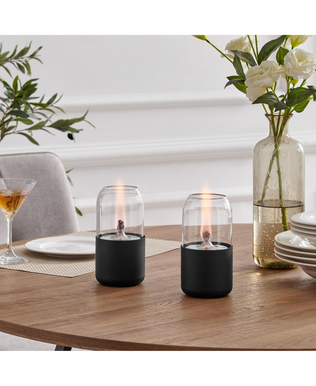 Danya B Ambrose Oil Lamp Style Rope Wick Clean-Burning Tabletop Portable Fire Pit Set of 2