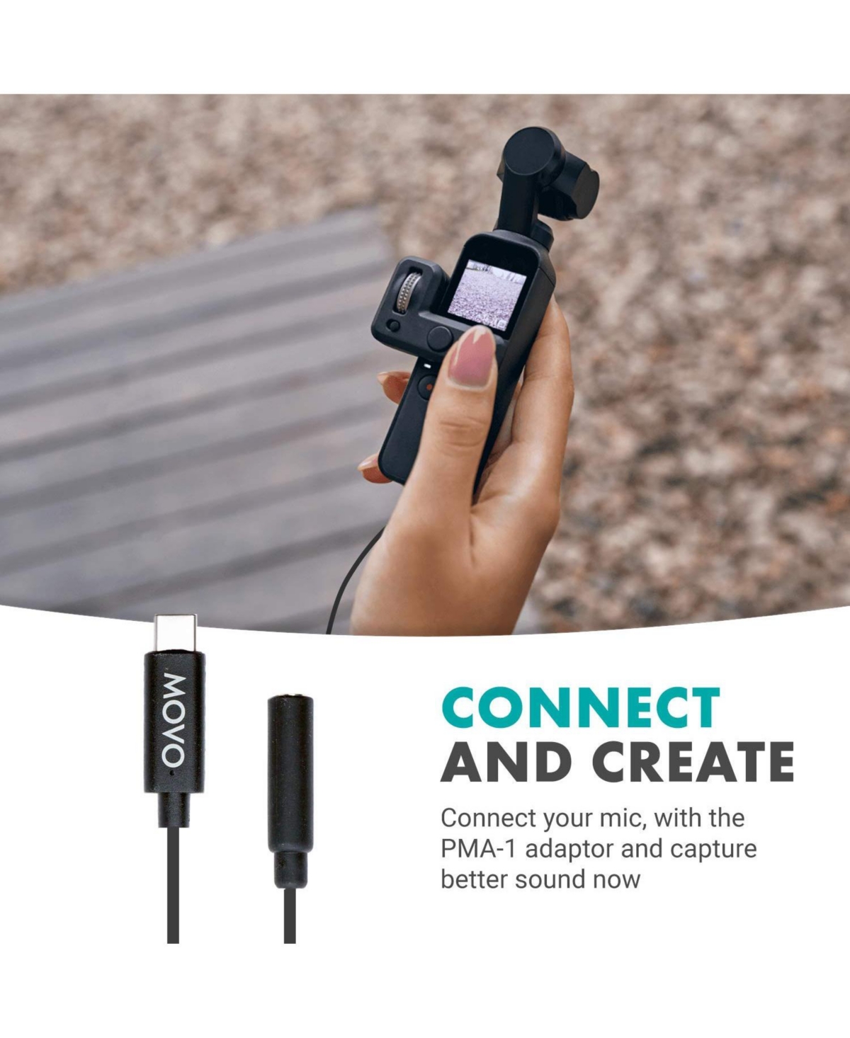 Movo Pma-1 Female 3.5mm Trs Microphone Audio Adapter Cable Compatible with The Dji Osmo Pocket