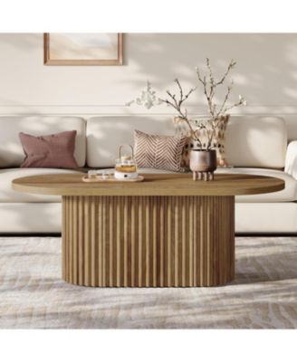 Oval Coffee Table, 47.2", Fluted Design