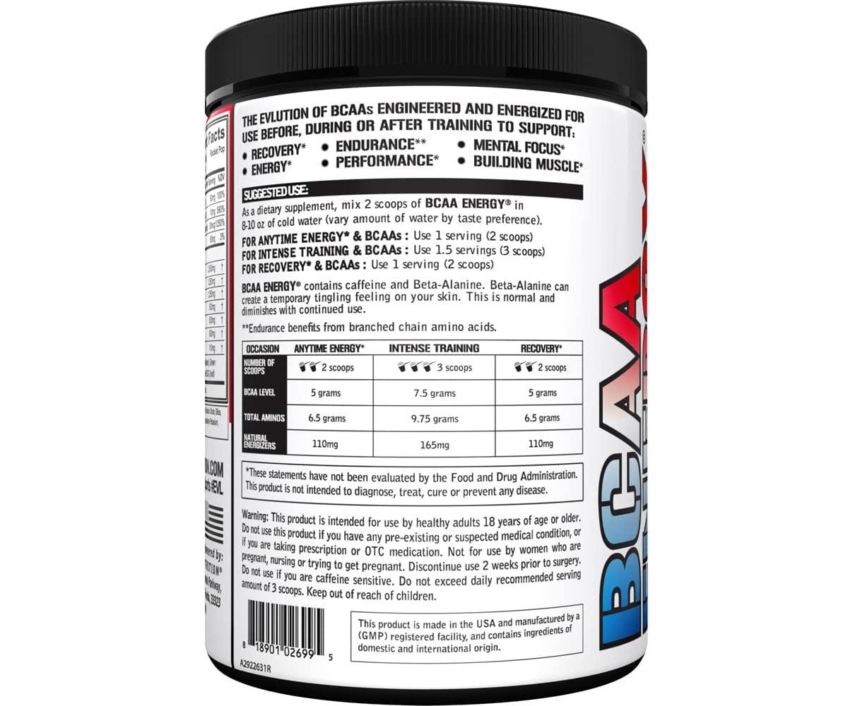 Evl Bcaas Amino Acids Powder - Rehydrating BCAA Powder Post Workout Recovery Drink with Natural Caffeine
